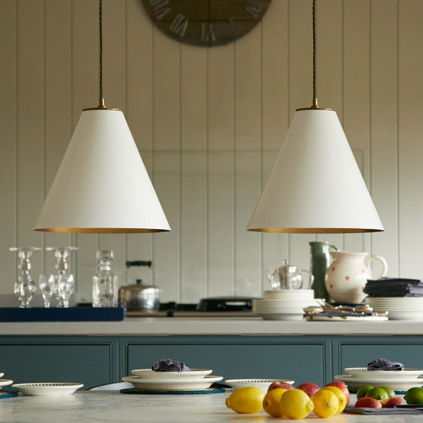 Pooky - Super Stanley Pendant Light - Glossy White - Brass Interior