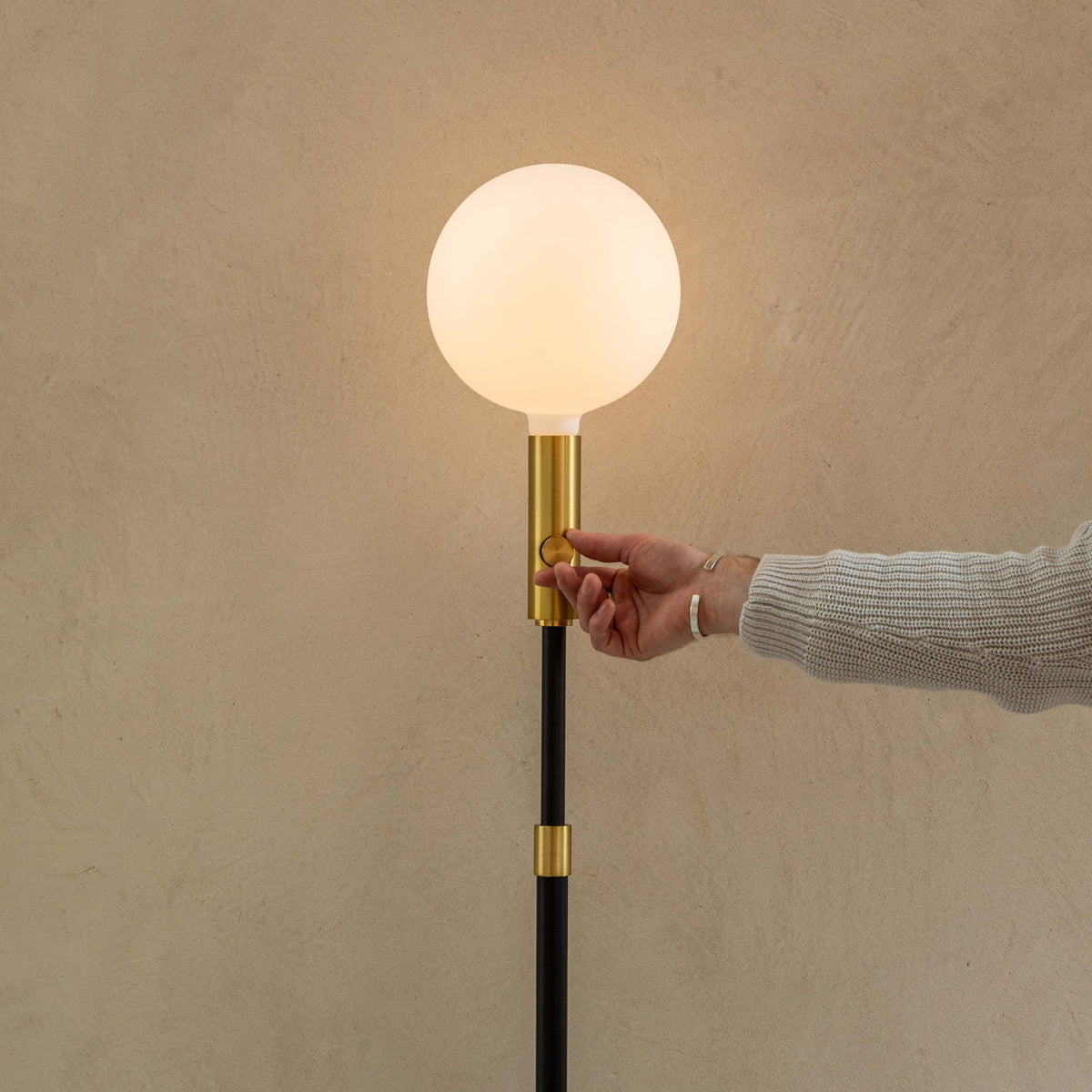Tala Poise Adjustable Floor Lamp in Brass + Sphere V