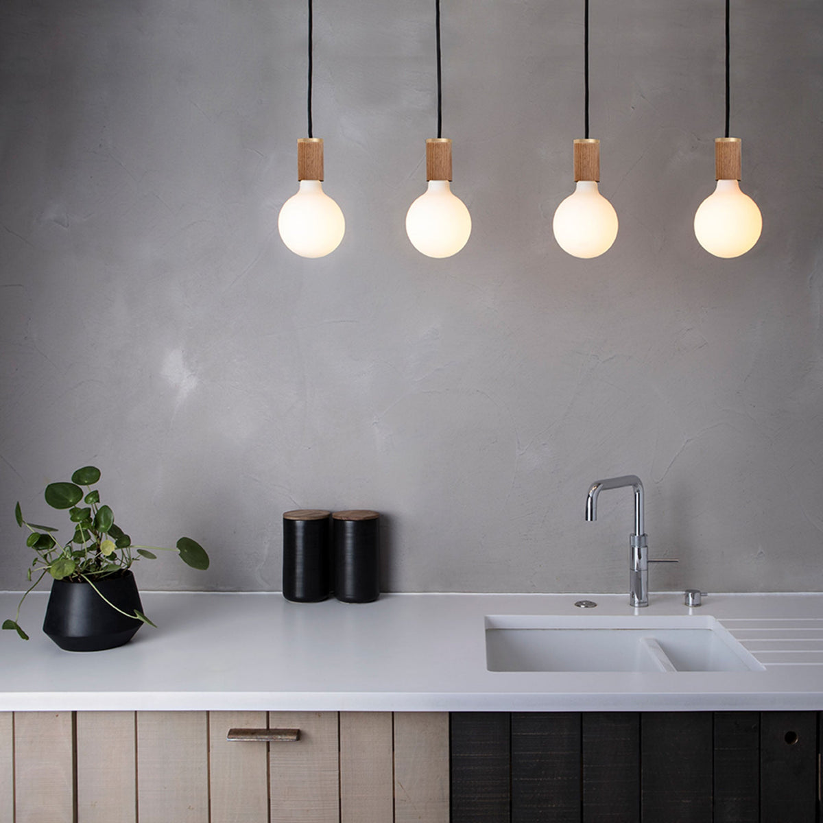 Tala Porcelain III Pendant Light in Oak