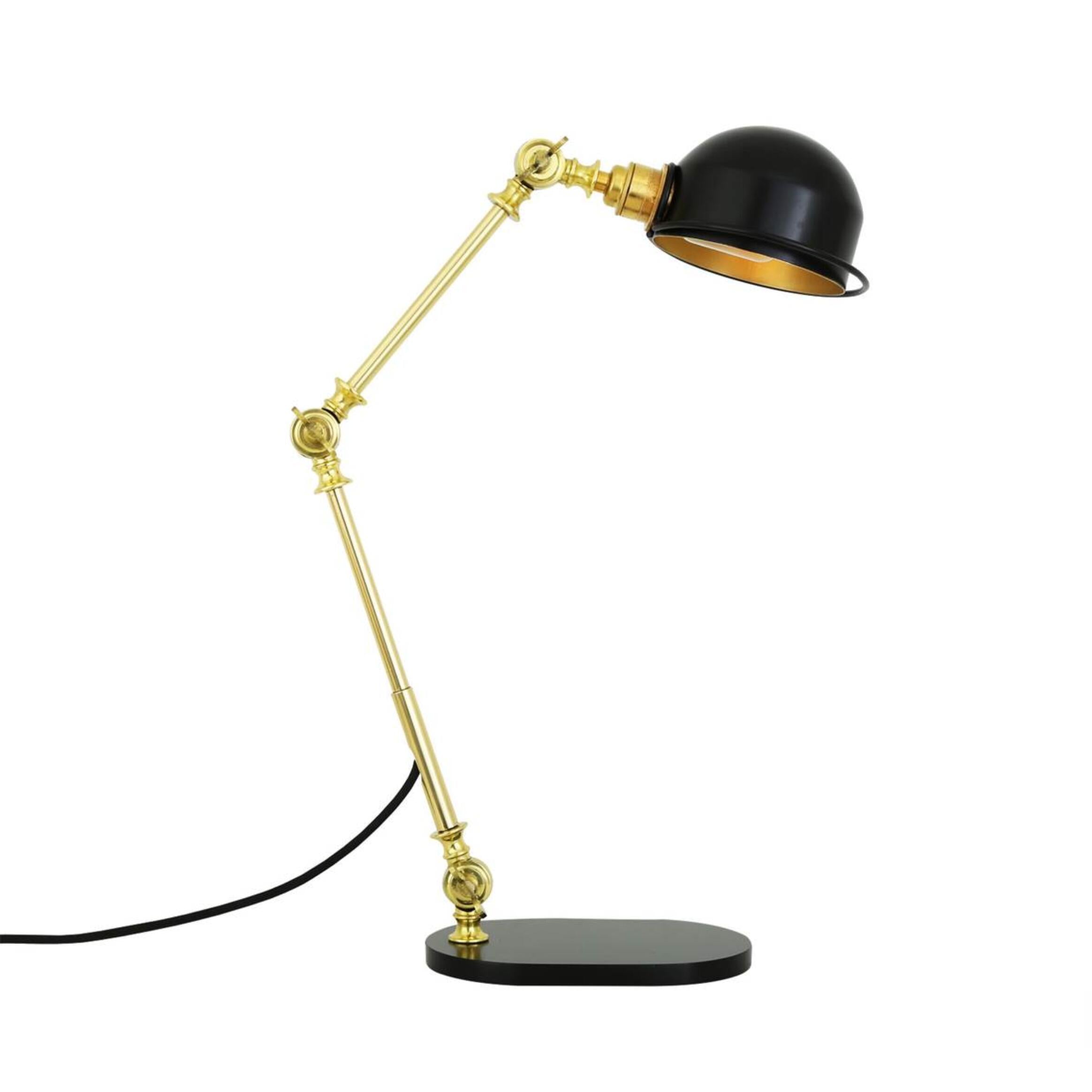 Mullan Puhos Adjustable Arm Brass Desk Lamp - Powder Coated Matte Black & Polished Brass Finish