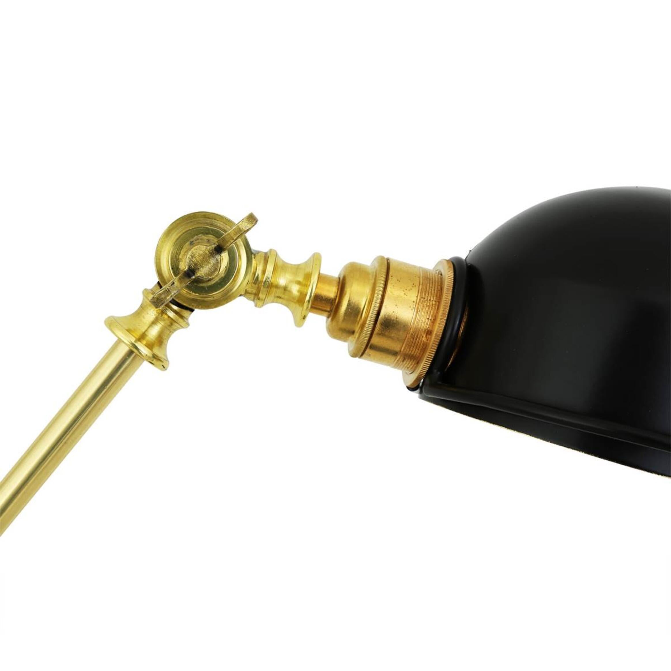 Mullan Puhos Adjustable Arm Brass Desk Lamp - Powder Coated Matte Black & Polished Brass Finish