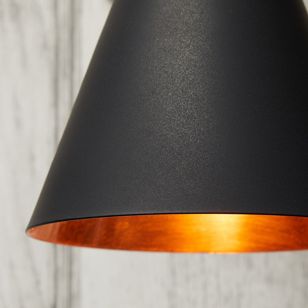 Pooky - Stanlette Pendant Shade - Ash Black - Copper Interior