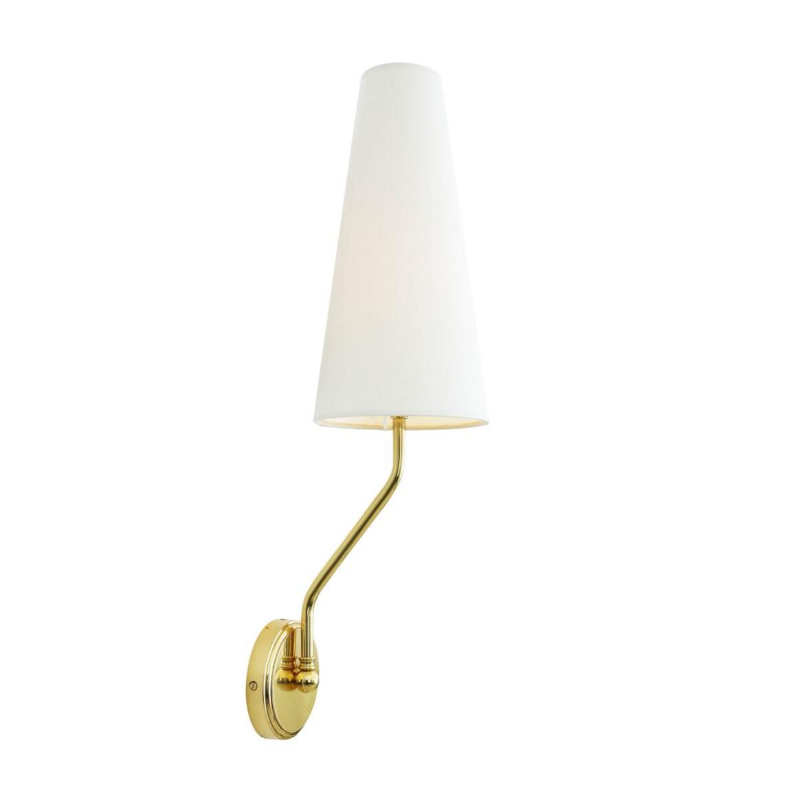 Mullan - Rhyl Modern Wall light with Fabric Shade 72cm IP20 - Polished Brass Finish