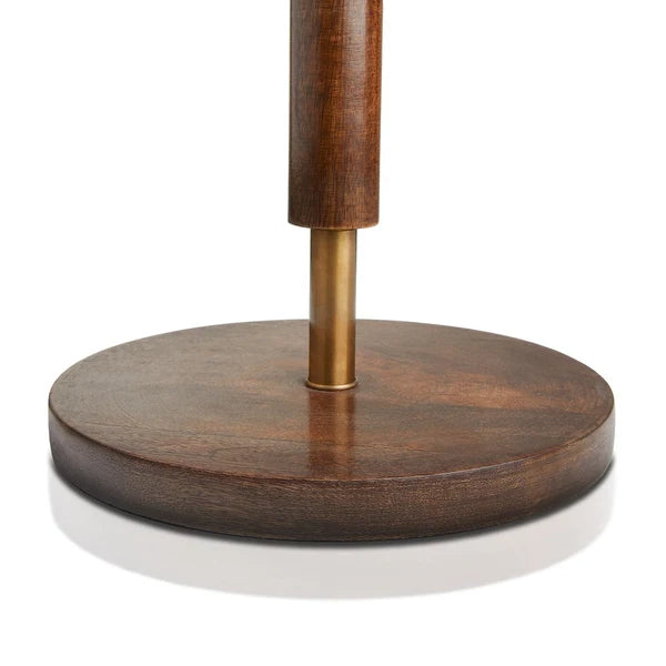 Detail of Pooky - Skellig Floor Lamp Base - Burnt Wood And Brass - Without Lampshade