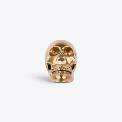 Pure White Lines Solid Brass Skull