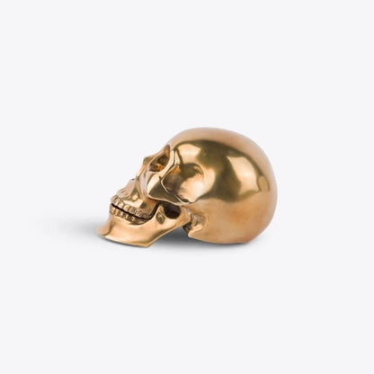 Pure White Lines Solid Brass Skull