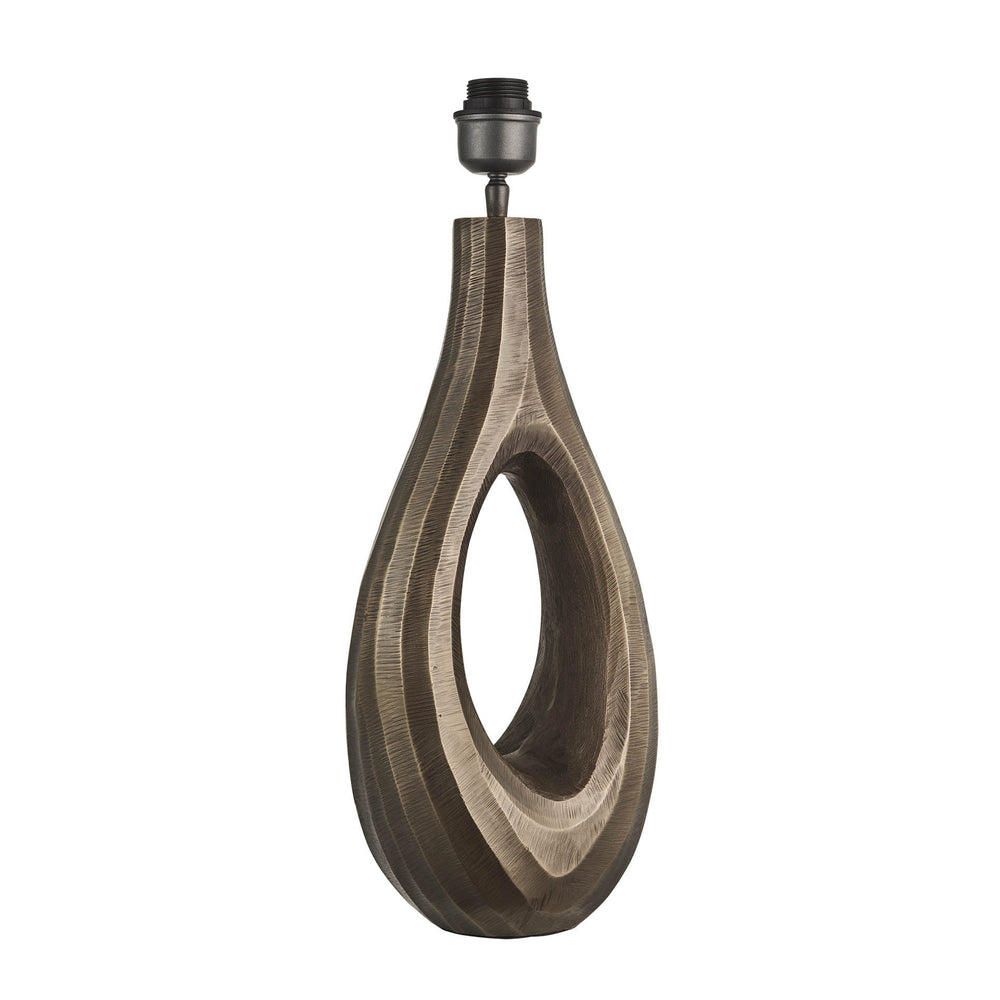 Industville - Ornate Ellipse Table Lamp - Brass Base - Rounded Rectangle Cotton Shade