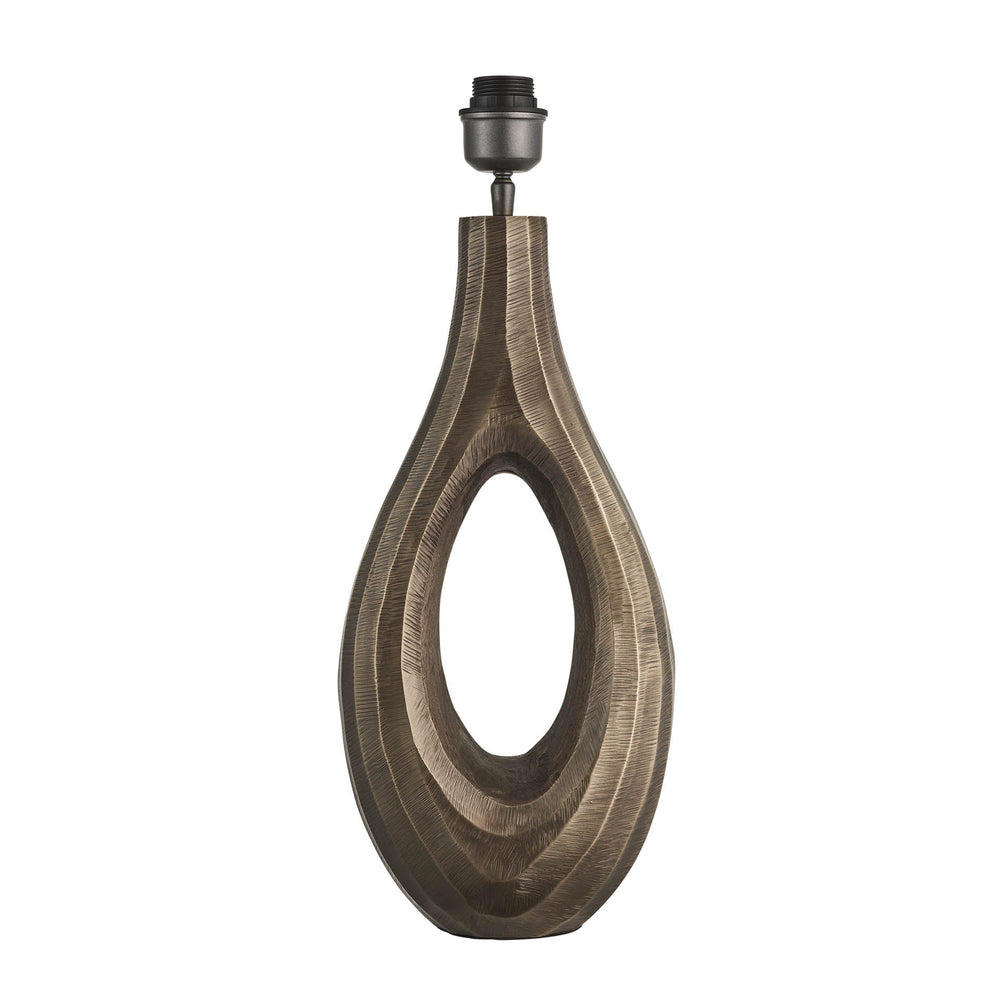 Industville - Ornate Ellipse Table Lamp - Brass Base - Rounded Rectangle Cotton Shade