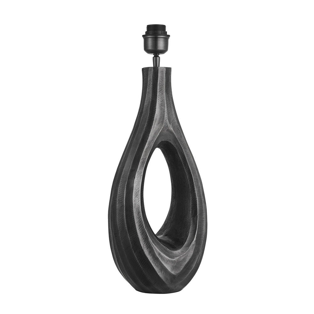 Industville - Ornate Ellipse Table Lamp - Pewter Base - Rounded Rectangle Cotton Shade