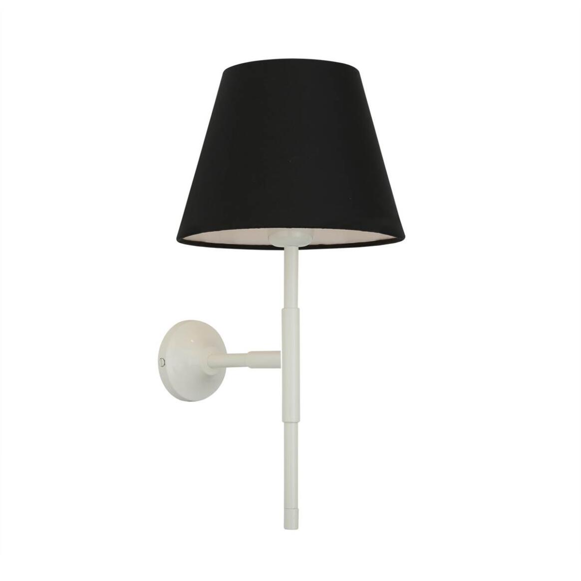 Mullan - Tenby Modern Brass Wall Light with Empire Fabric Shade - Powder Coated White Finish