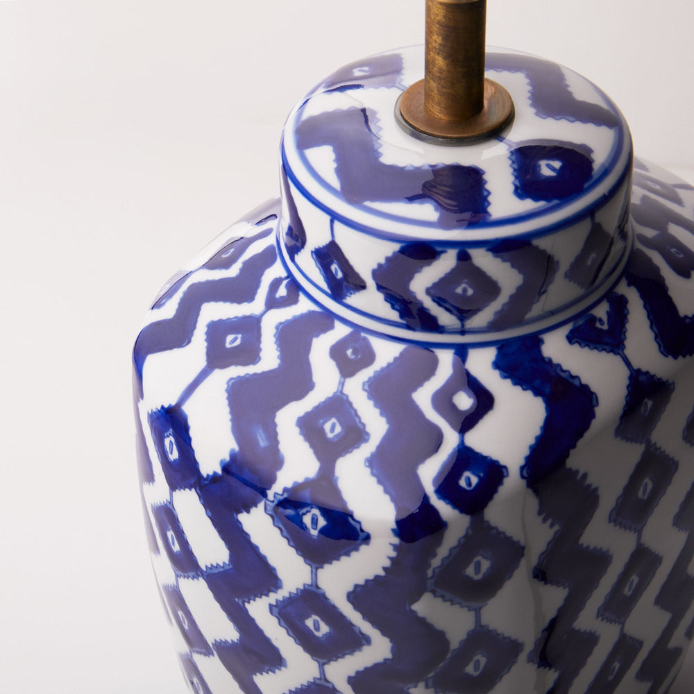 Pooky - Smaller Gingembre Table Lamp Base - Blue and White Ceramic