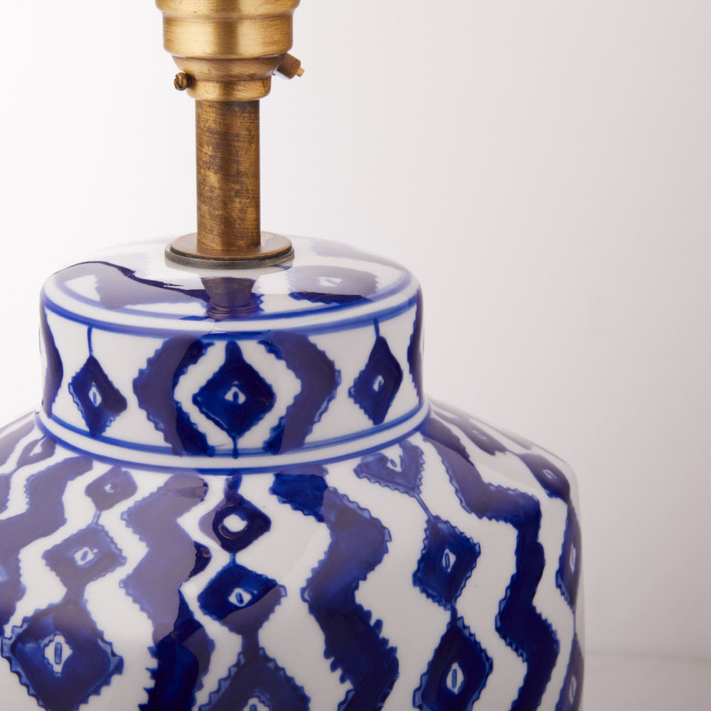 Pooky - Smaller Gingembre Table Lamp Base - Blue and White Ceramic
