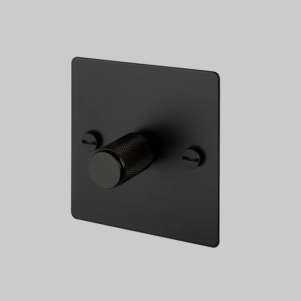 Buster & Punch 1G Dimmer - 120W - Cross - Black Plate - Black Screws