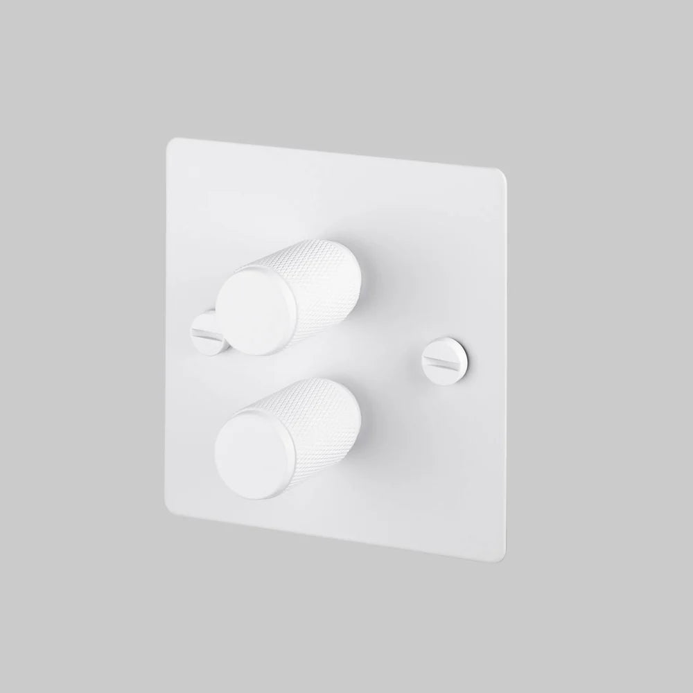 Buster & Punch 2G Dimmer - 120W - Cross - White Plate - White Screws