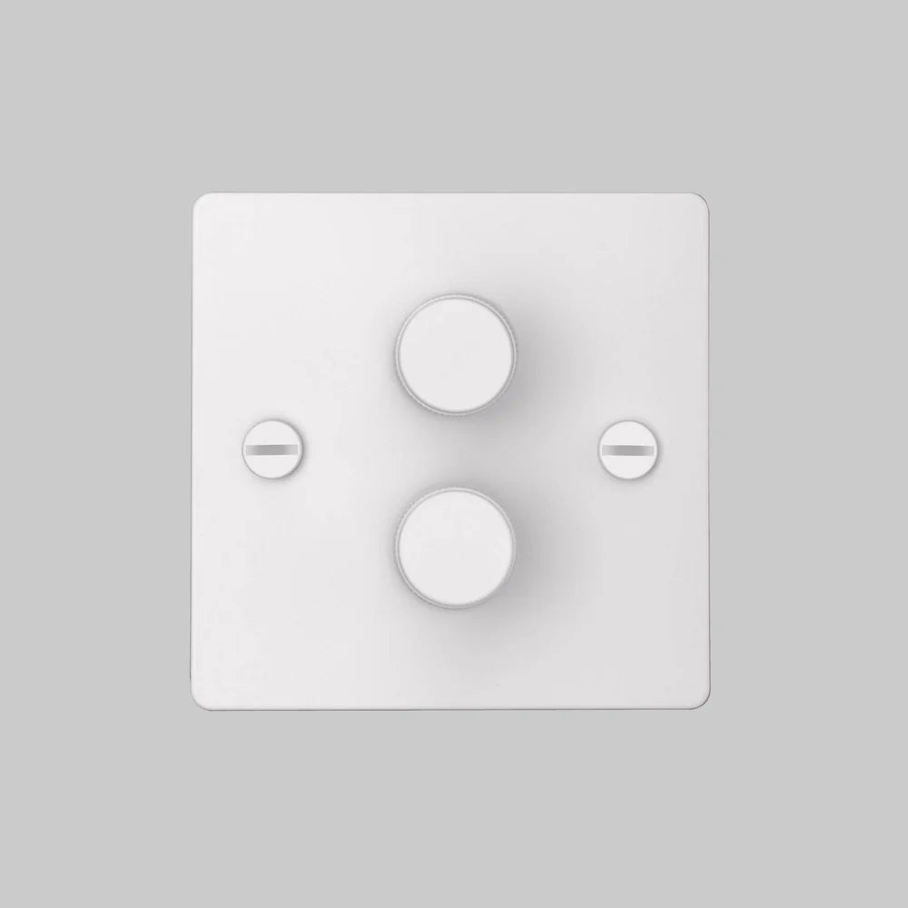 Buster & Punch 2G Dimmer - 120W - Cross - White Plate - White Screws