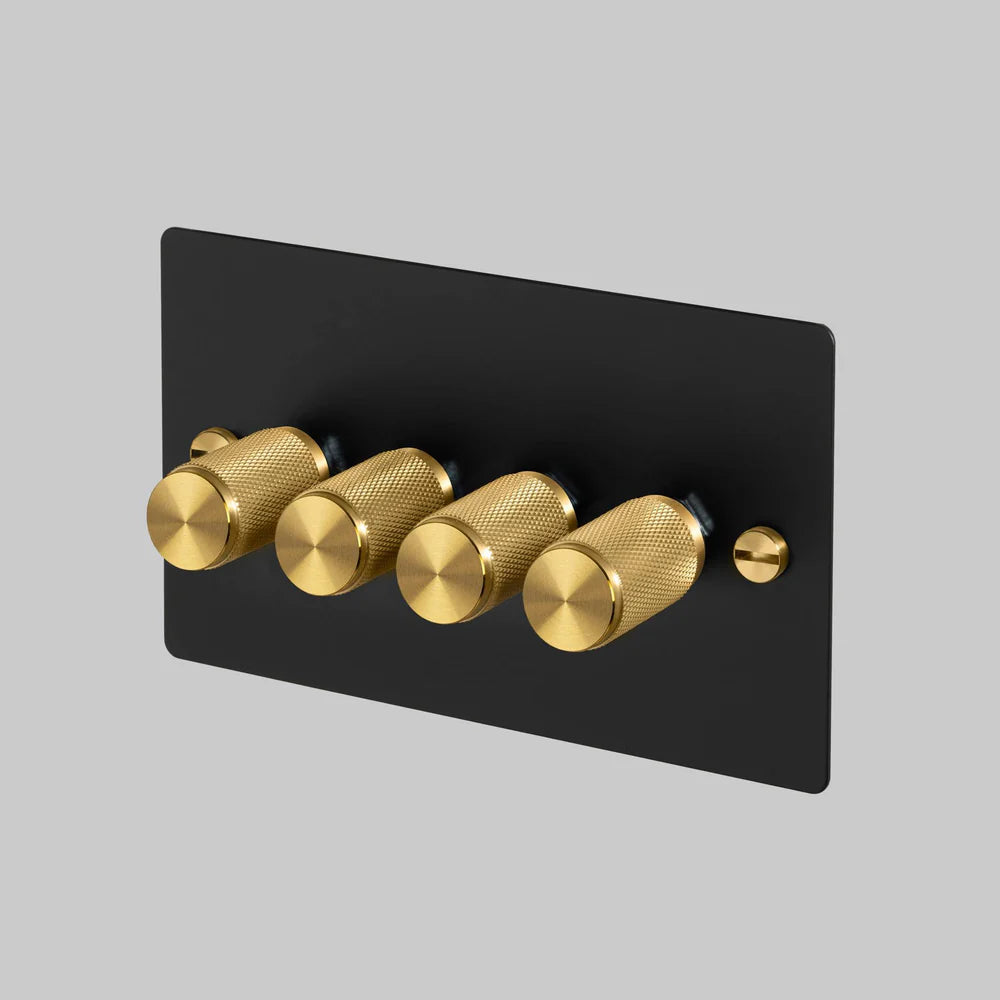 Buster & Punch 4G Dimmer - 120W - Cross - Black Plate - Brass Screws