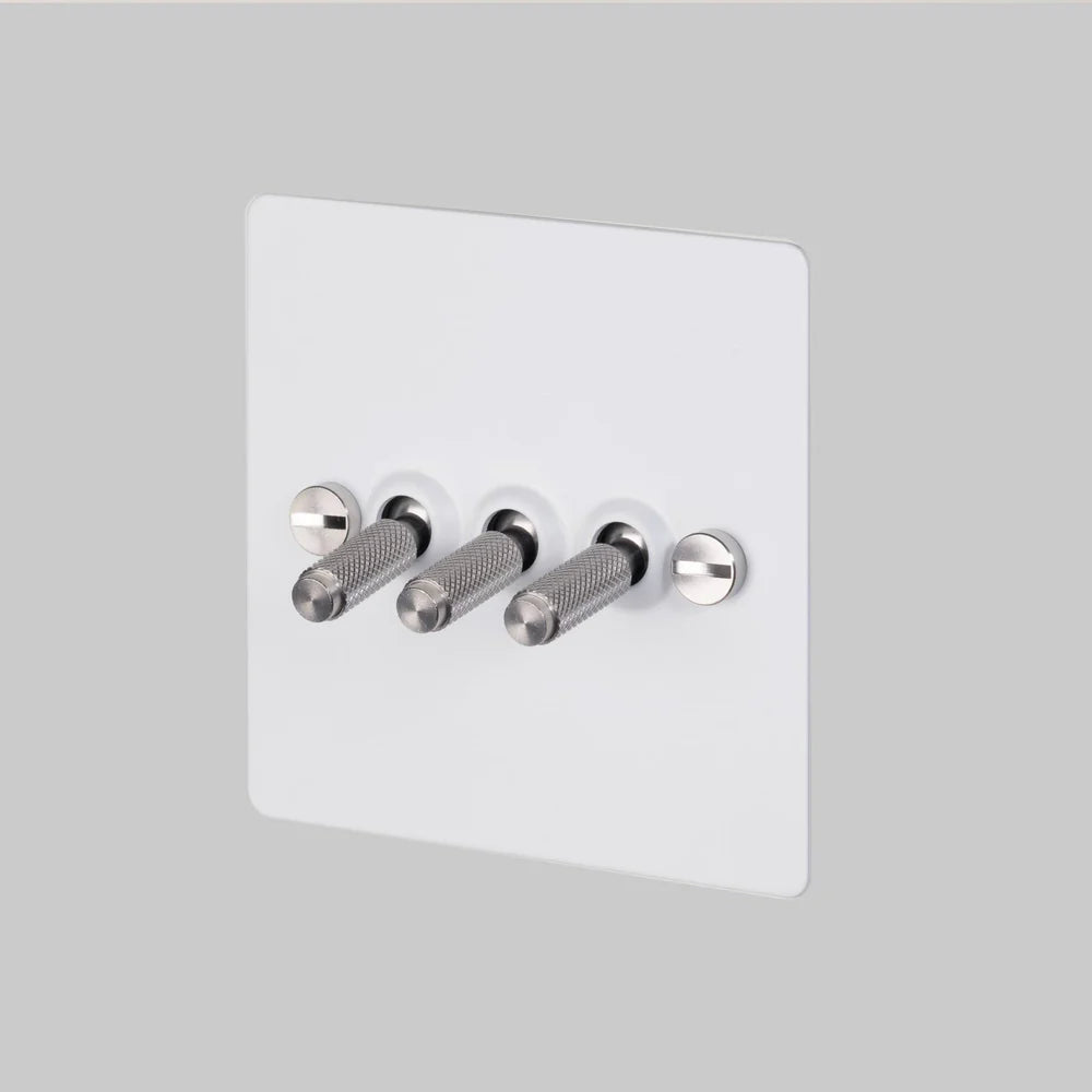 Buster & Punch 3G Toggle Switch - Cross - White Plate - Steel Screws