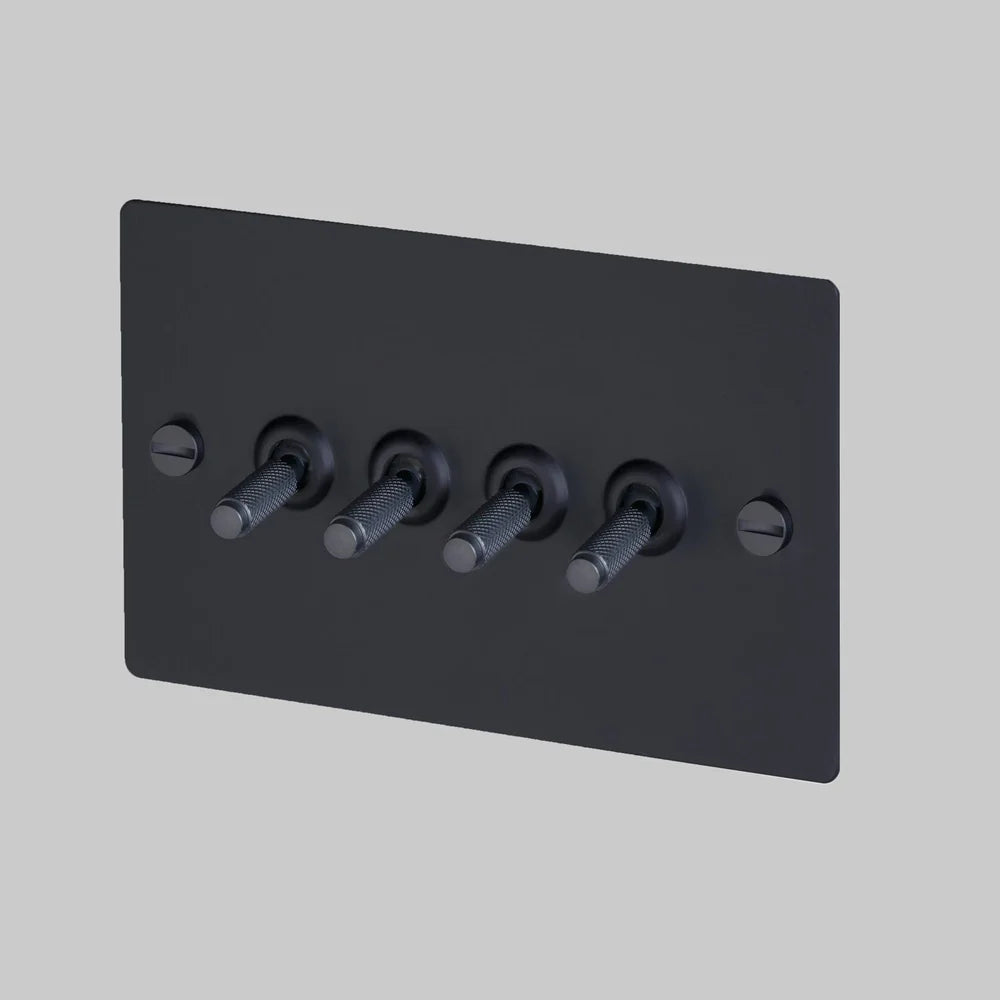 Buster & Punch 4G Toggle Switch - Cross - Black Plate - Black Screws