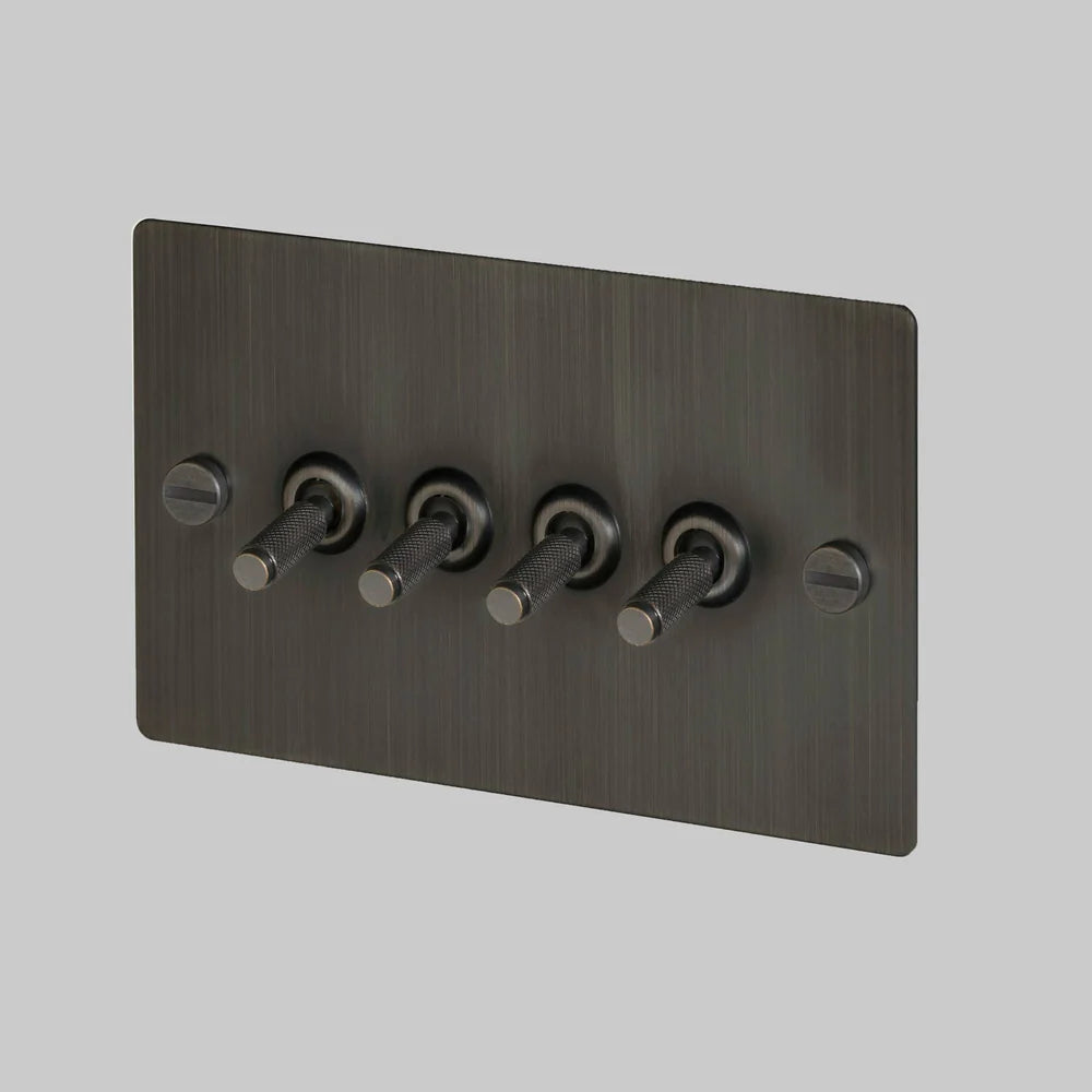 Buster & Punch 4G Toggle Switch - Cross - Smoked Bonze Plate - Smoked Bronze Screws