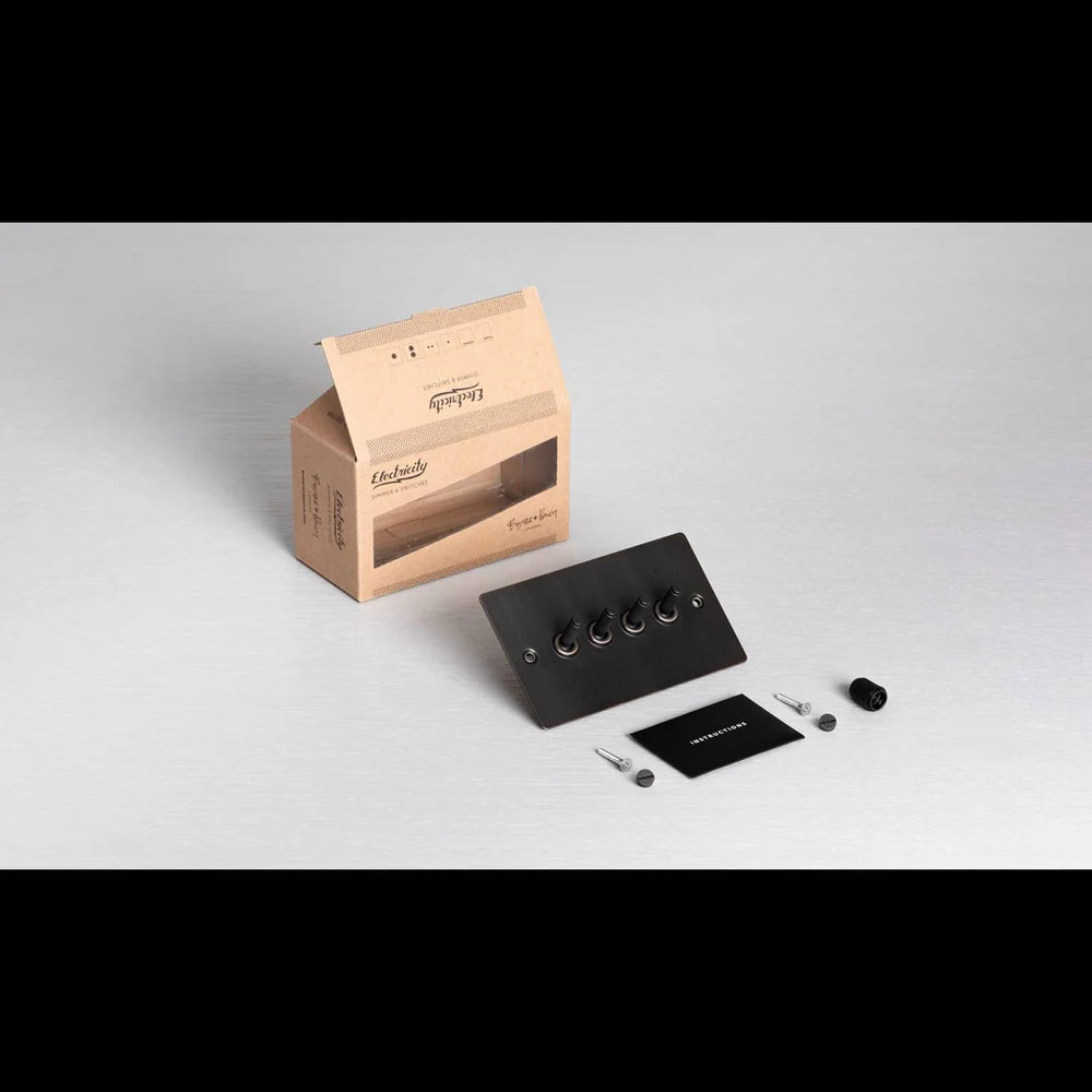 Buster & Punch 4G Toggle Switch - Cross - Smoked Bonze Plate - Smoked Bronze Screws
