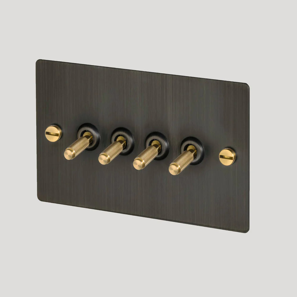 Buster & Punch 4G Toggle Switch - Cross - Smoked Bonze Plate - Brass Screws