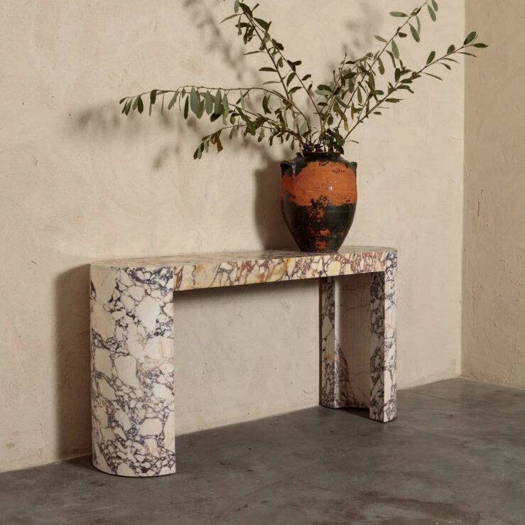 Pure White Lines Riviera Viola Marble Console Table