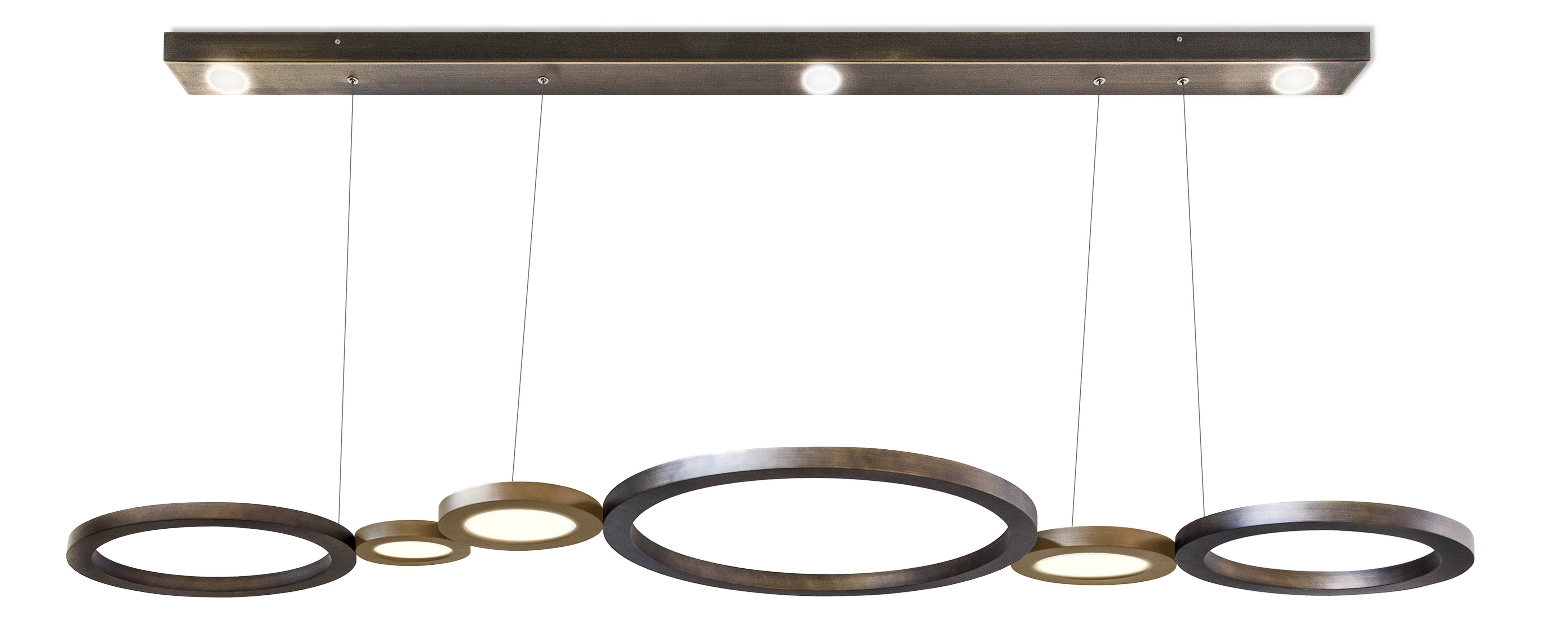 Contardi Lighting Vegas Suspension Lamp - Satin Bronze Canopy - Alicrite Diffusing Discs With Alabaster Effect