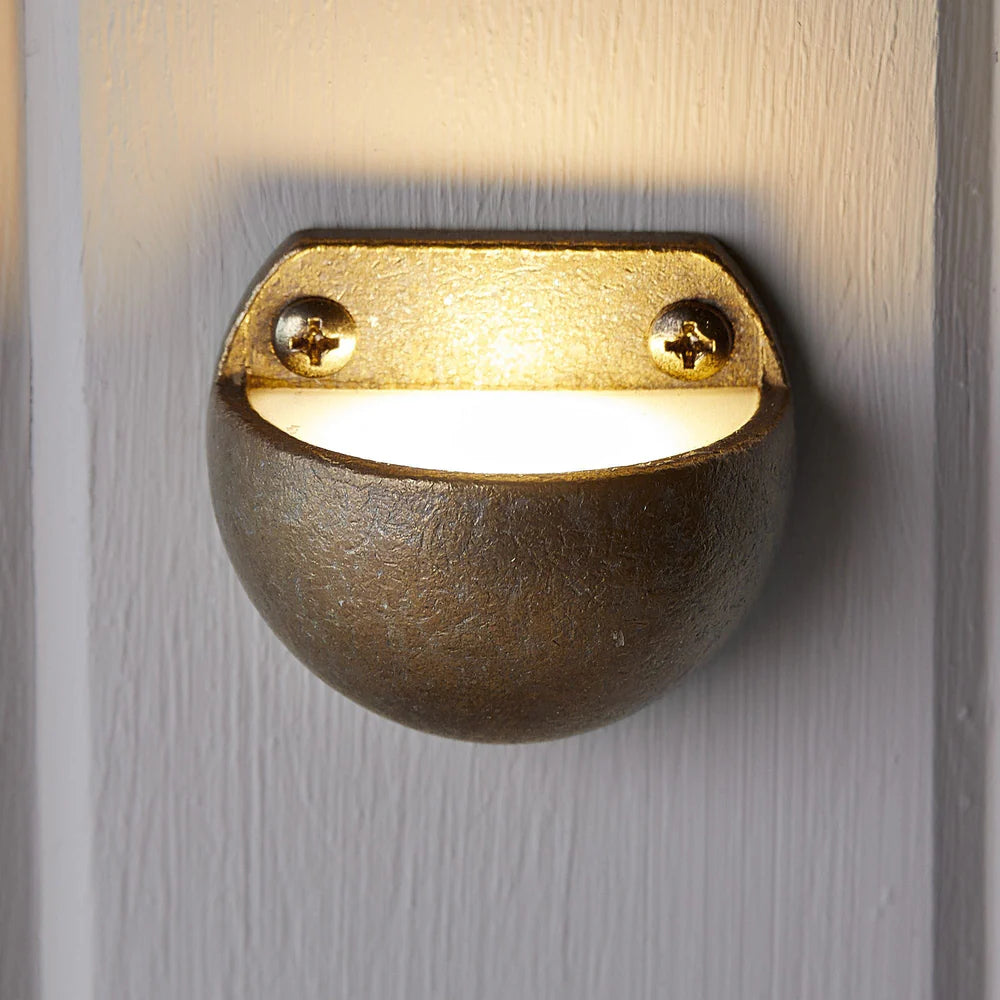 Pooky Mousehole IP65 Outdoor Path Wall Light in Aged Brass