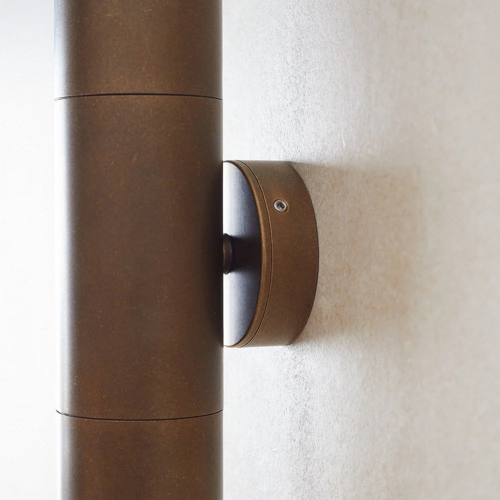 Pooky Portreath IP65 Up and Down Pillar wall light - Aged Brass