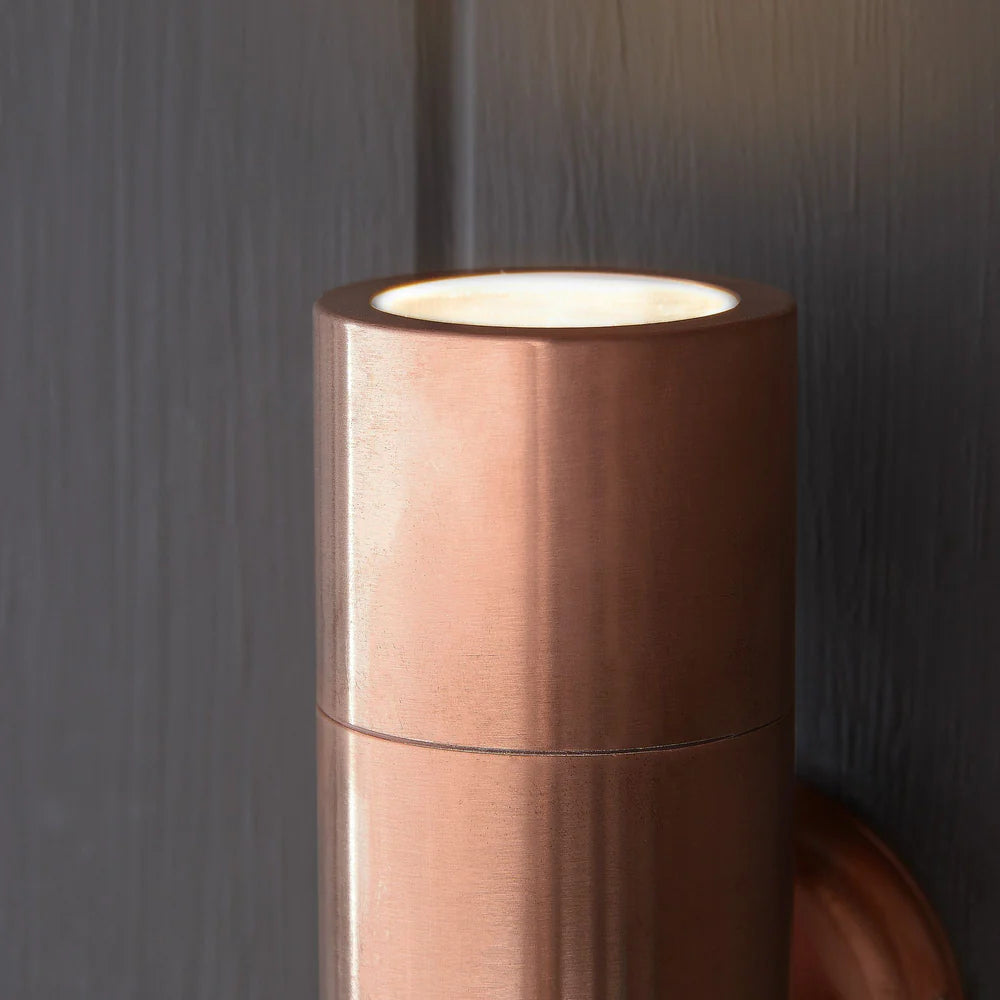 Pooky Portreath IP65 Up and Down Pillar wall light - Copper
