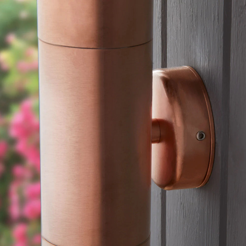 Pooky Portreath IP65 Up and Down Pillar wall light - Copper