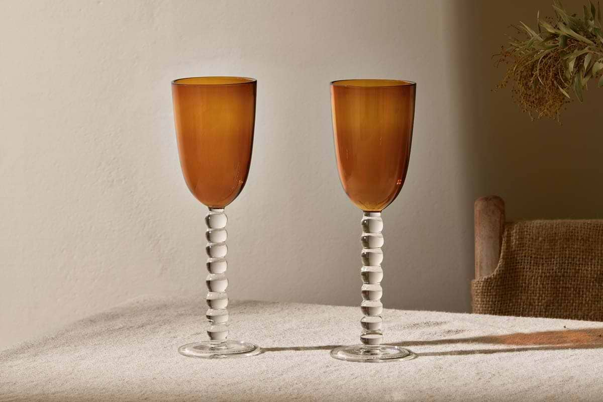 Nkuku - Thimma Wine Glass - Amber (Set of 2)