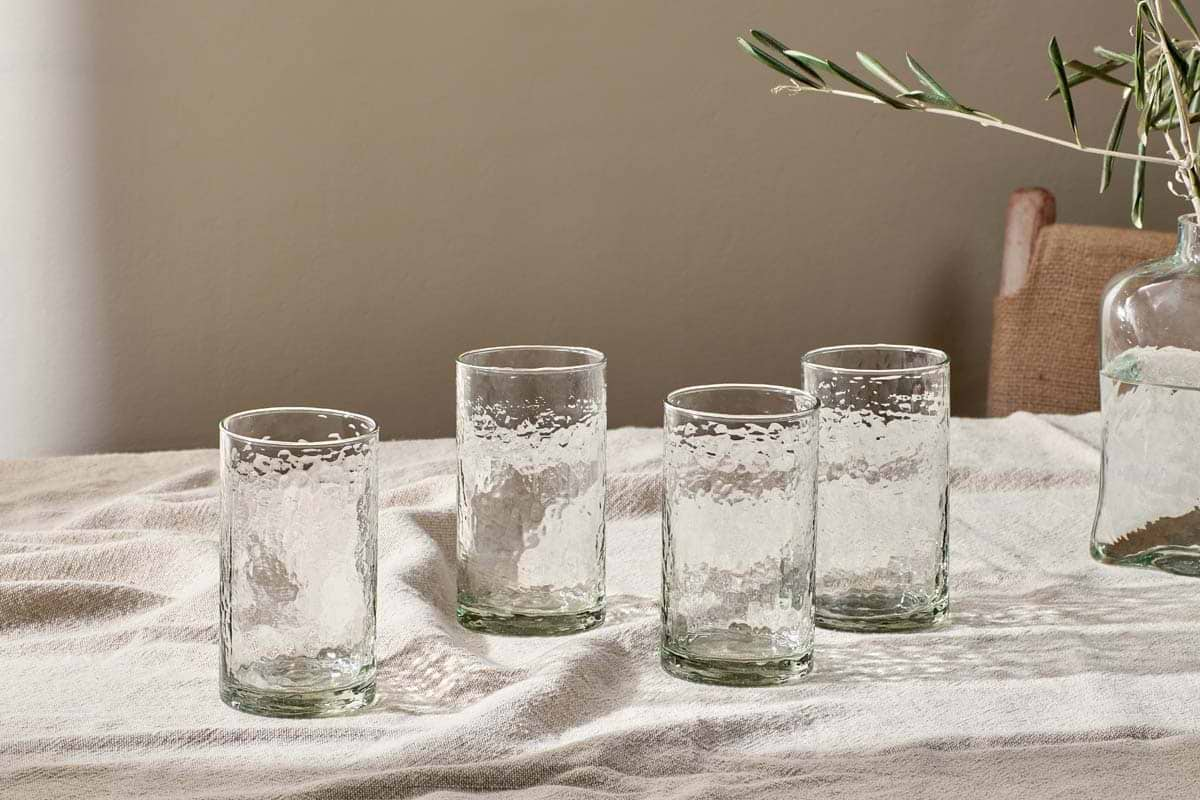 Nkuku - Yala Hammered Highball - Clear (Set of 4)
