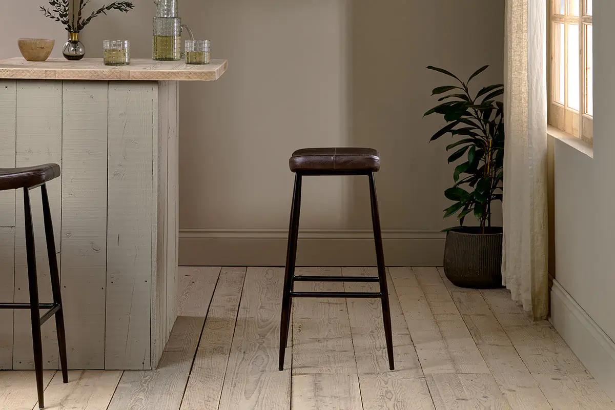 Nkuku - Samaira Leather Counter Stool - Dark Brown