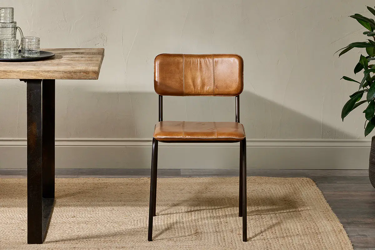 Nkuku - Ukari Leather Dining Chair - Aged Tan