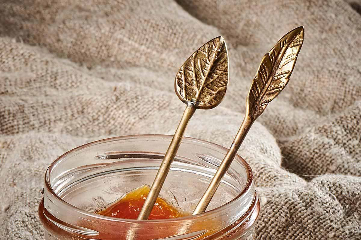 Nkuku - Leaf Spoon Gift Set - Antique Brass (Set of 2)