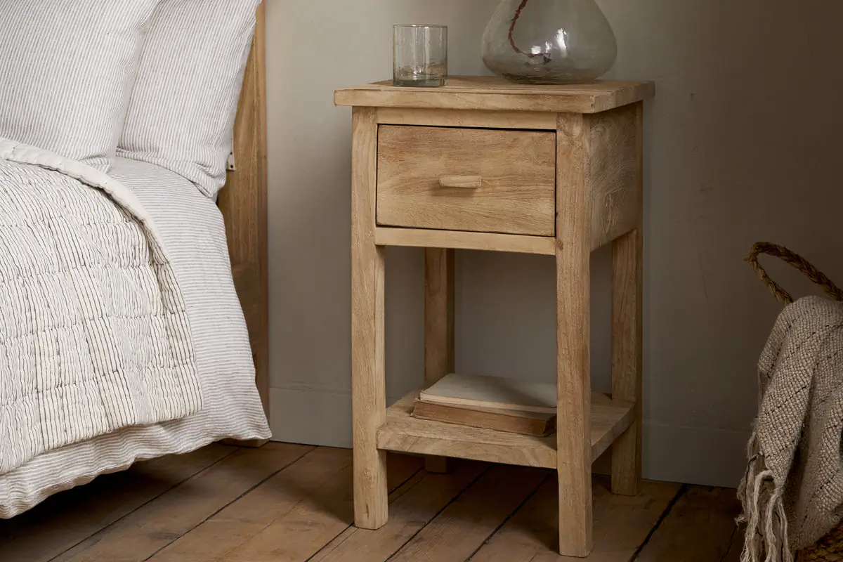 Nkuku - Vivan Grooved Bedside Table - Natural