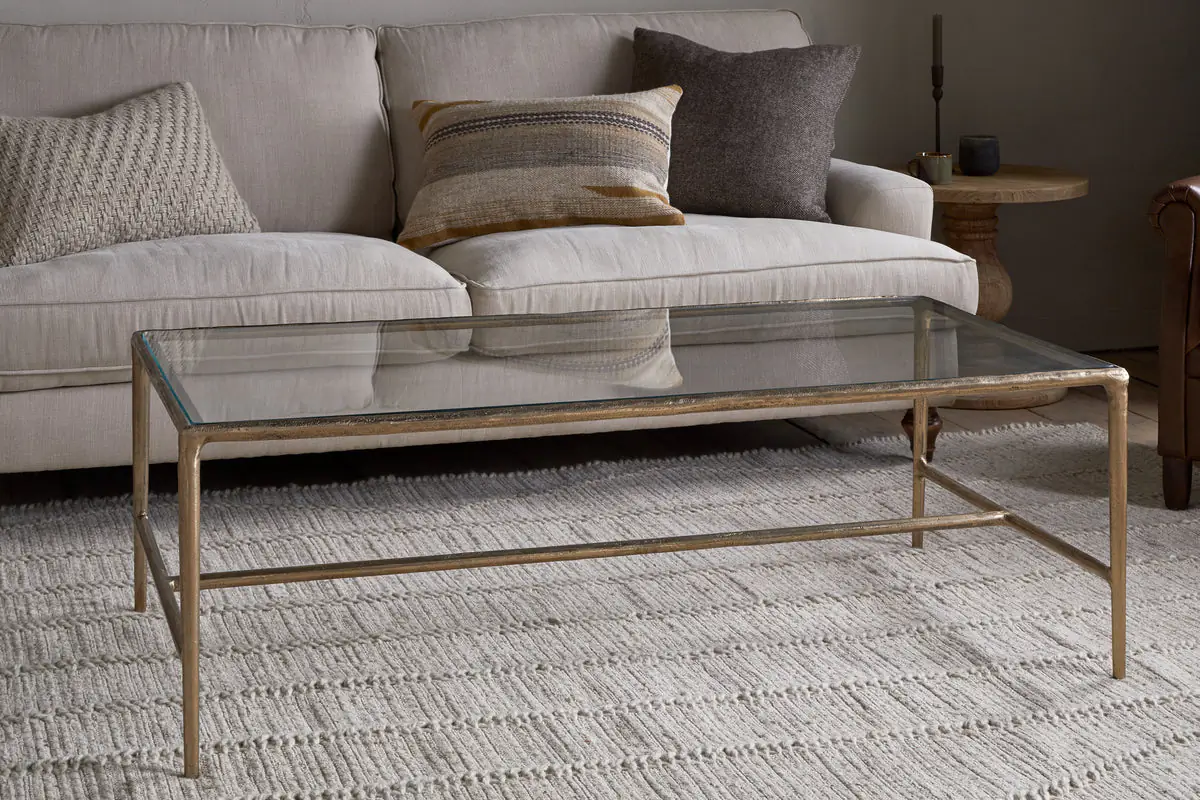 Nkuku - Gilasi Cast Metal & Glass Coffee Table - Antique Brass