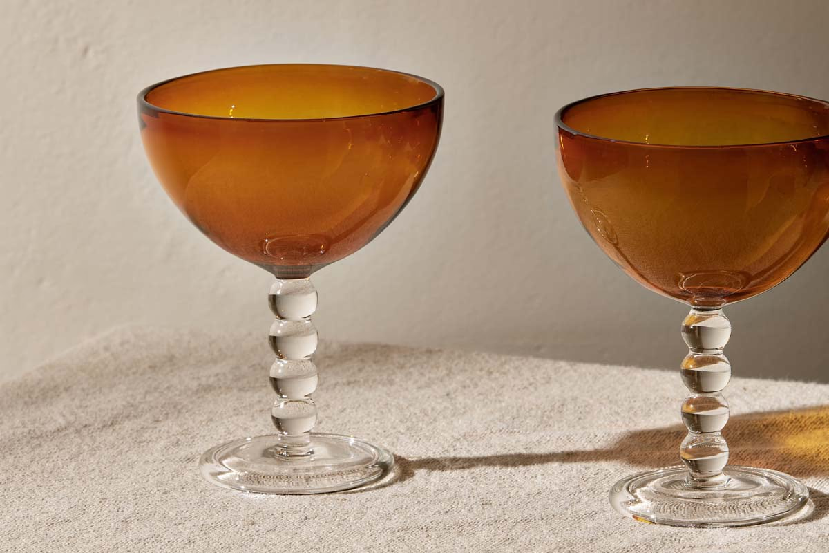 Nkuku - Thimma Champagne Coupe - Amber (Set of 2)