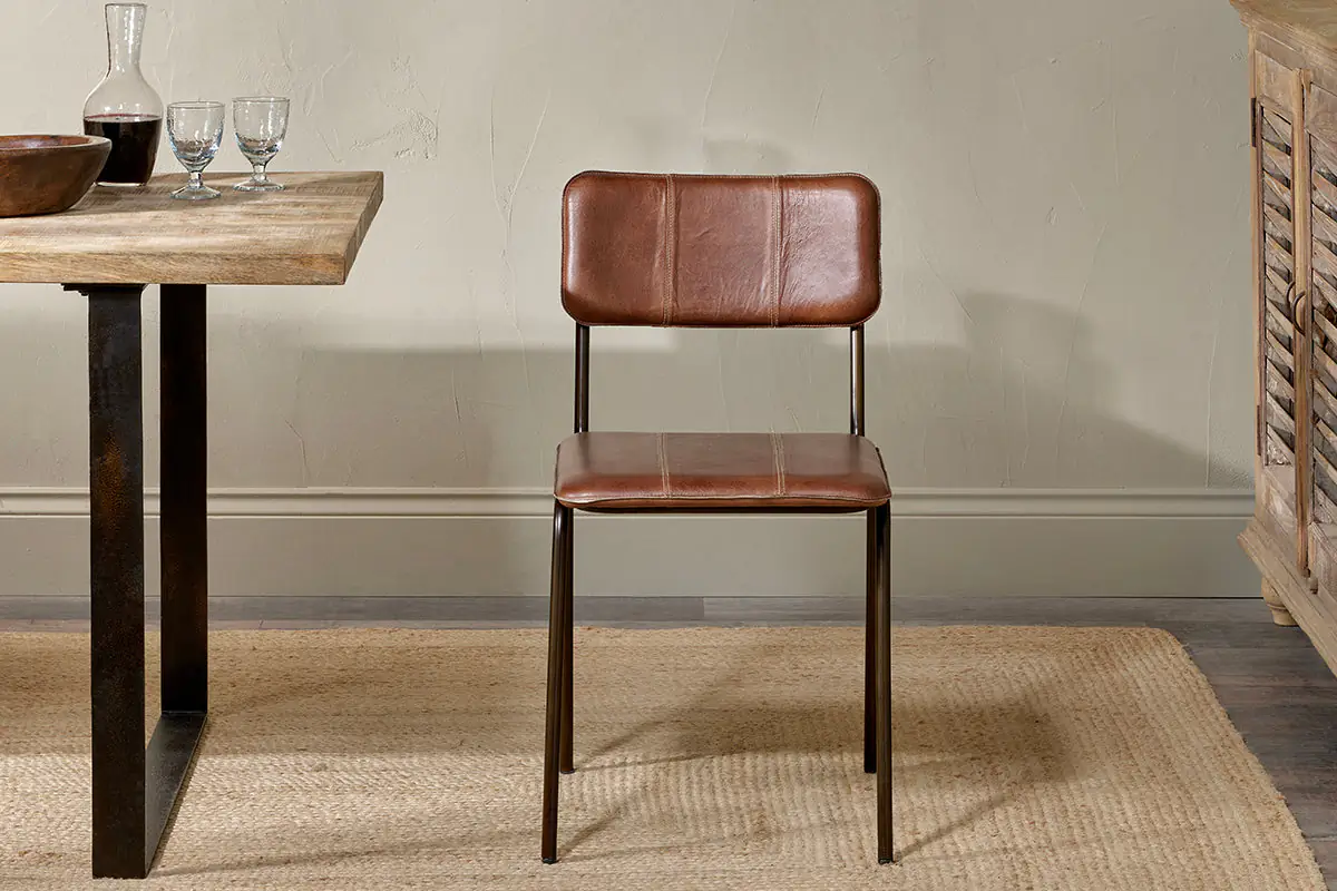 Nkuku - Ukari Leather Dining Chair - Chocolate Brown
