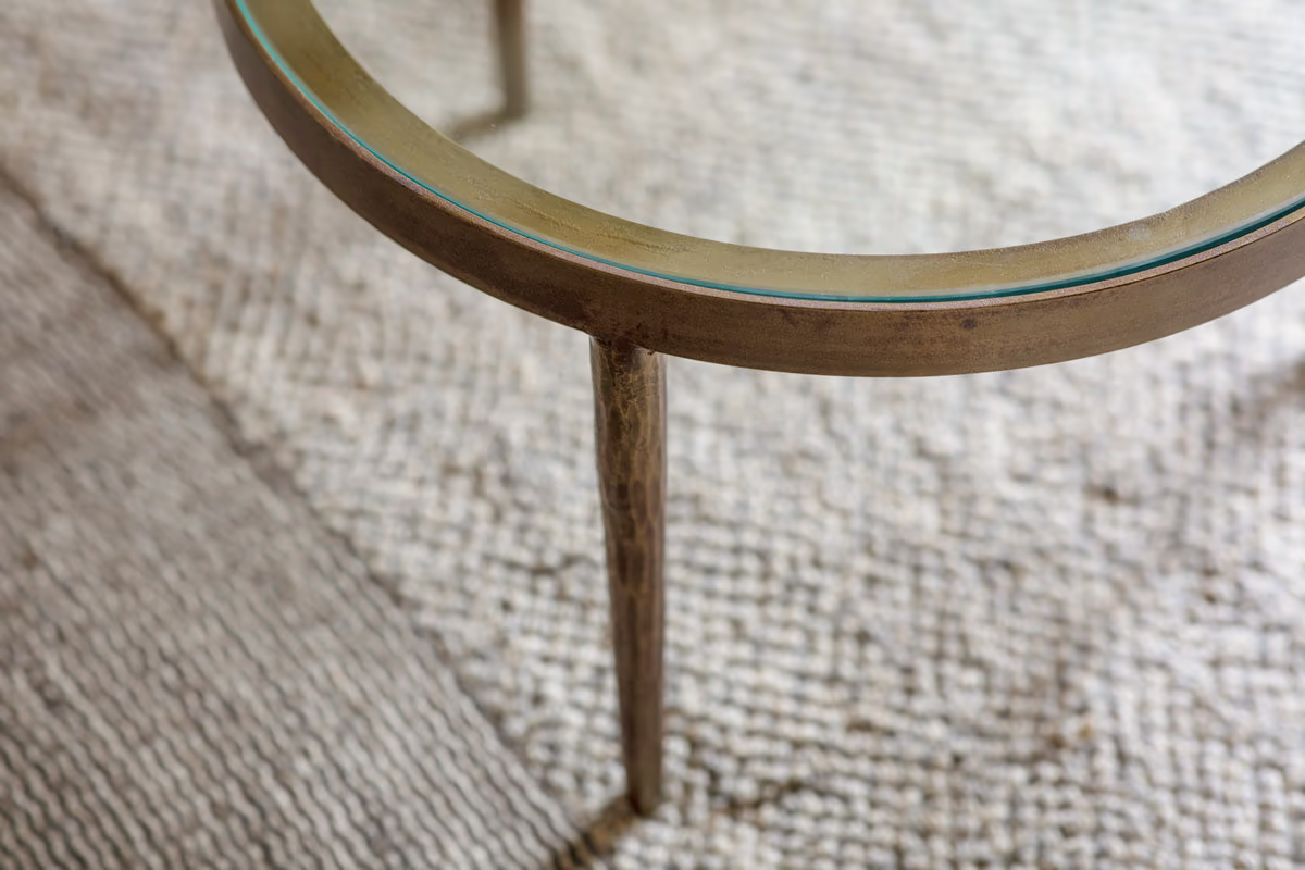 Nkuku - Jiya Iron & Glass Nested Coffee Tables - Brass