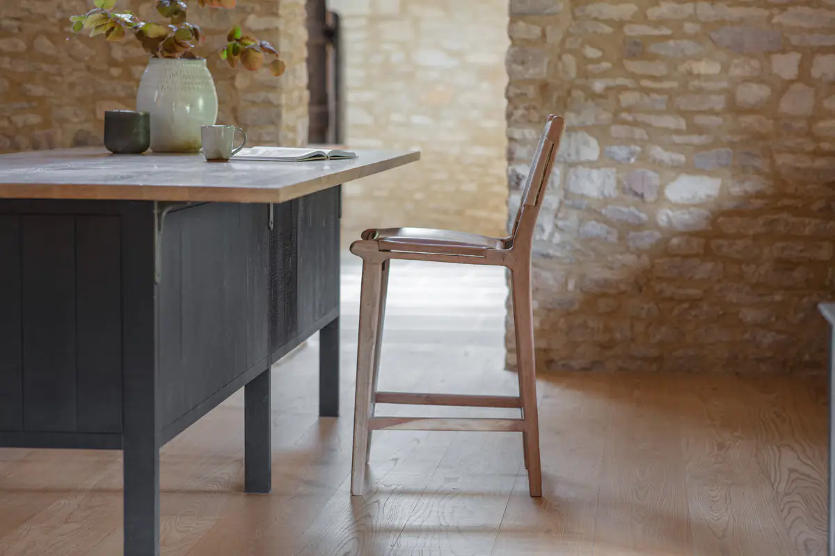 Nkuku - Nayan Leather & Jute Counter Chair - Tan