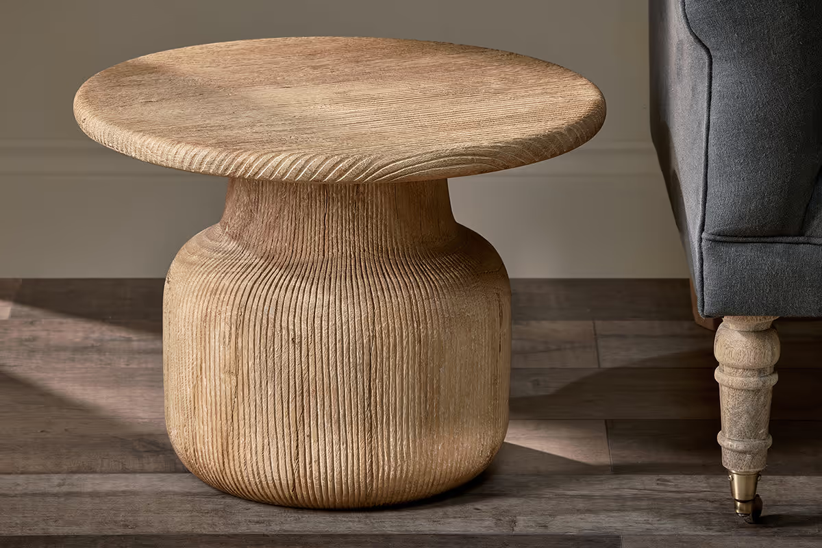 Nkuku - Vivan Grooved Wood Side Table