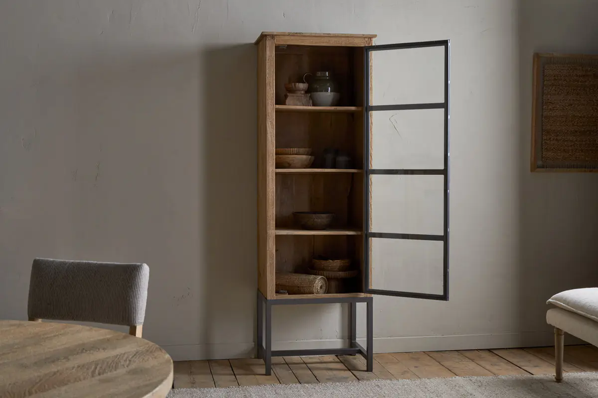 Nkuku - Nirvi Mango Wood & Iron Tall Cabinet - Black