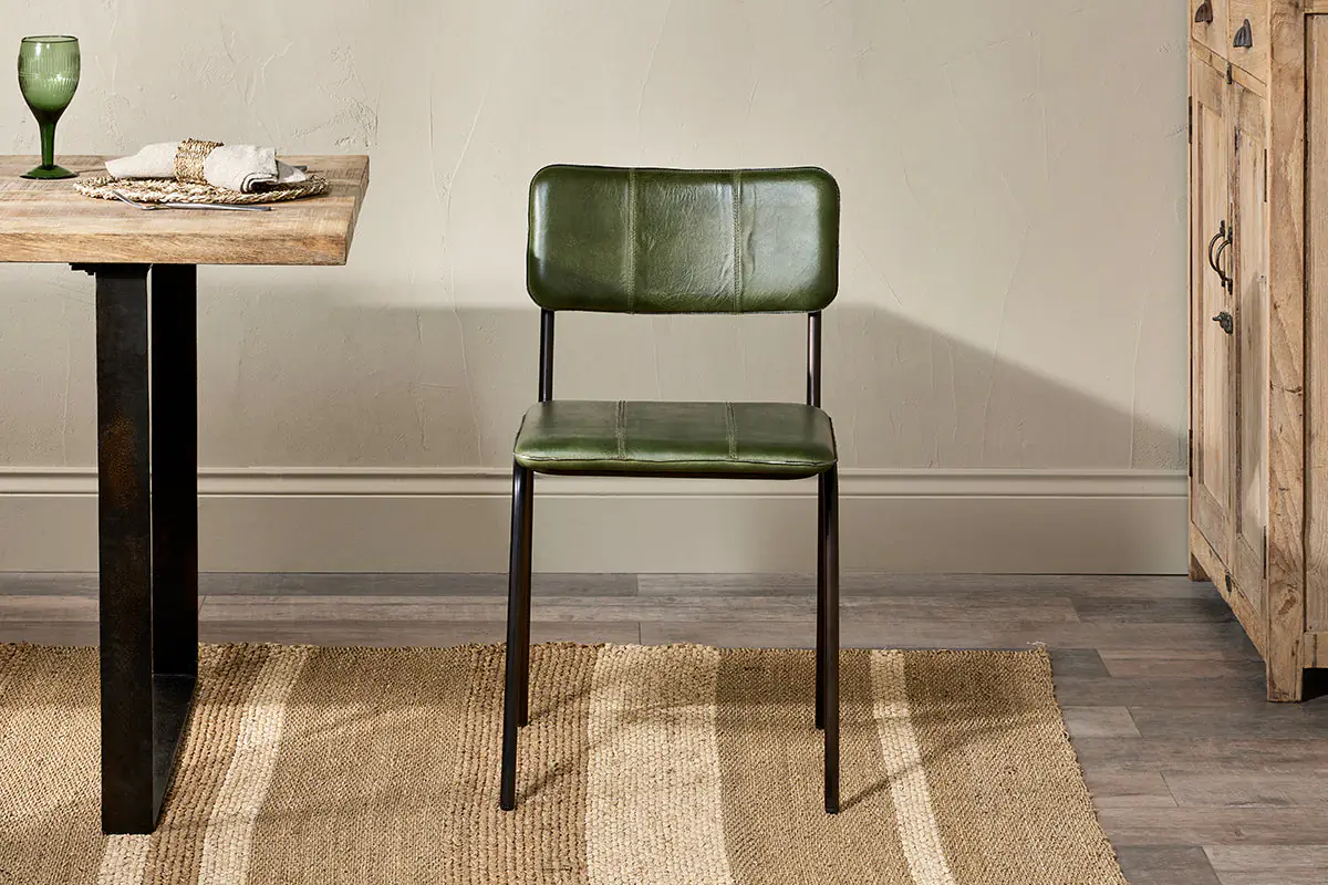 Nkuku - Ukari Leather Dining Chair - Rich Green