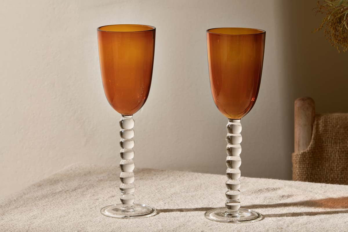 Nkuku - Thimma Wine Glass - Amber (Set of 2)