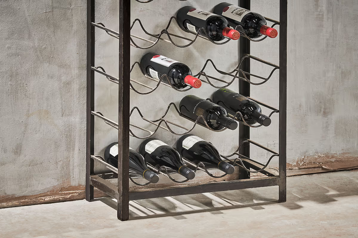 Nkuku - Obra Industrial Wine Rack - Mango Wood & Iron - Large
