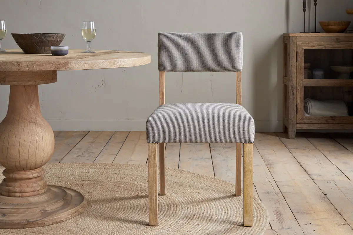 Nkuku - Nadeeka Linen Upholstered Dining Chair - Soft Grey