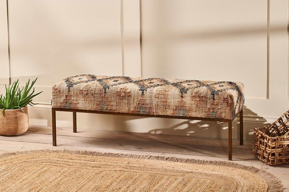 Nkuku - Kesu Kilim & Iron Bench
