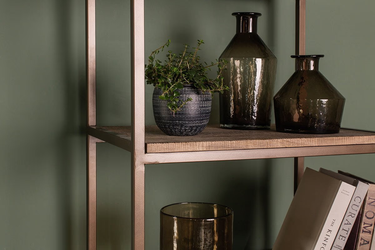 Nkuku - Marjori Mango Wood And Iron Standing Shelves - Narrow